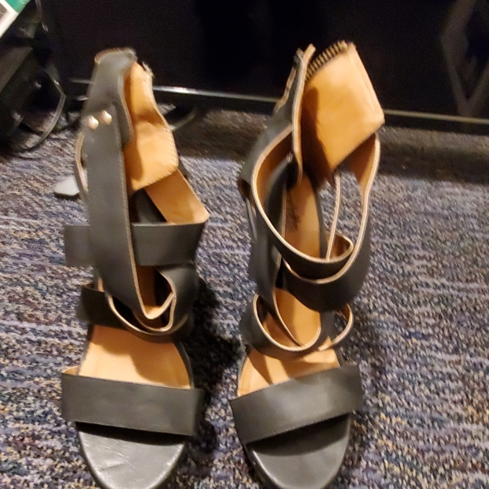 Black high wedges